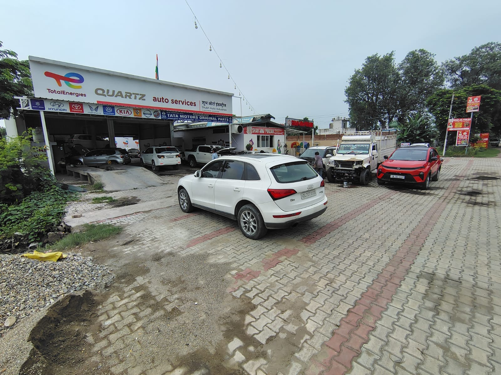 Professional car service workshop